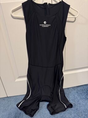 Black Women's cycling Suit with White Piping XL